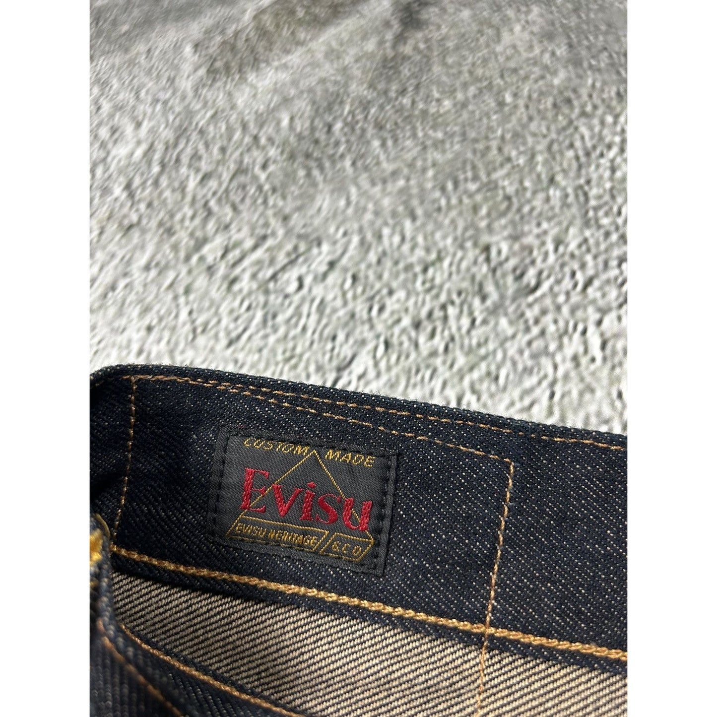 Evisu jeans vintage red yellow logo selvedge denim Japan