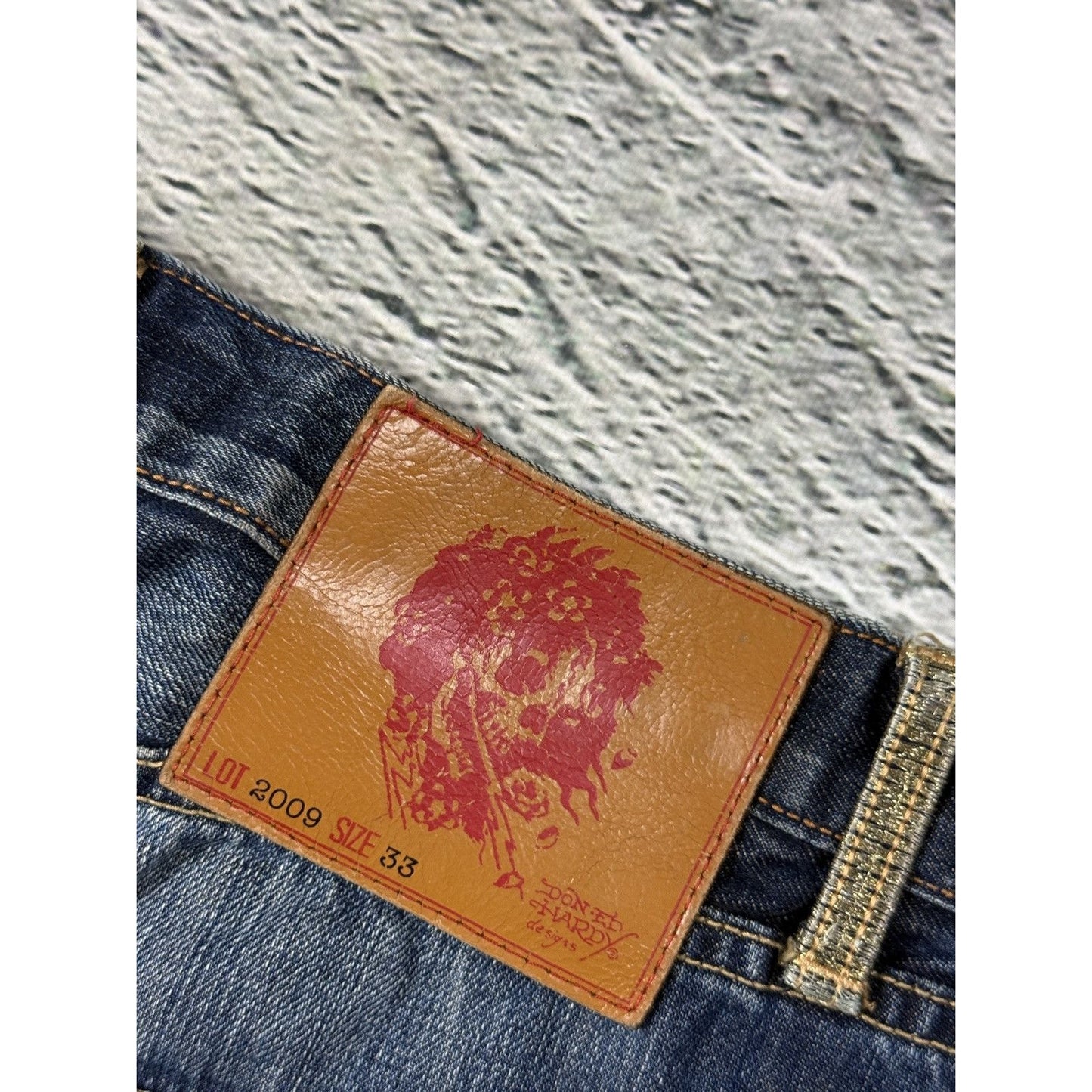 Ed Hardy vintage jeans skull embroidered big logo pants