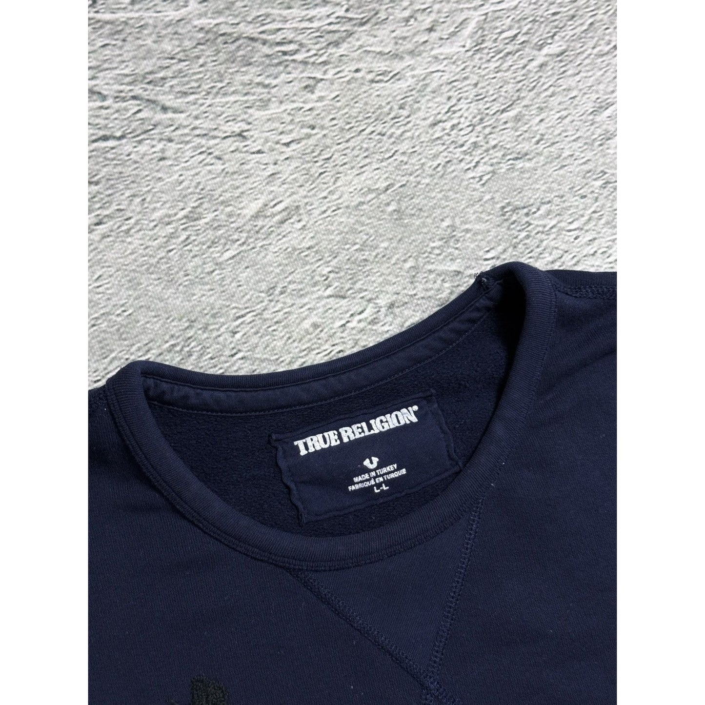 True Religion navy sweatshirt skull spiderweb