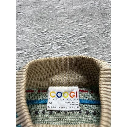 Coogi sweater vintage multicolor cable knit baby blue