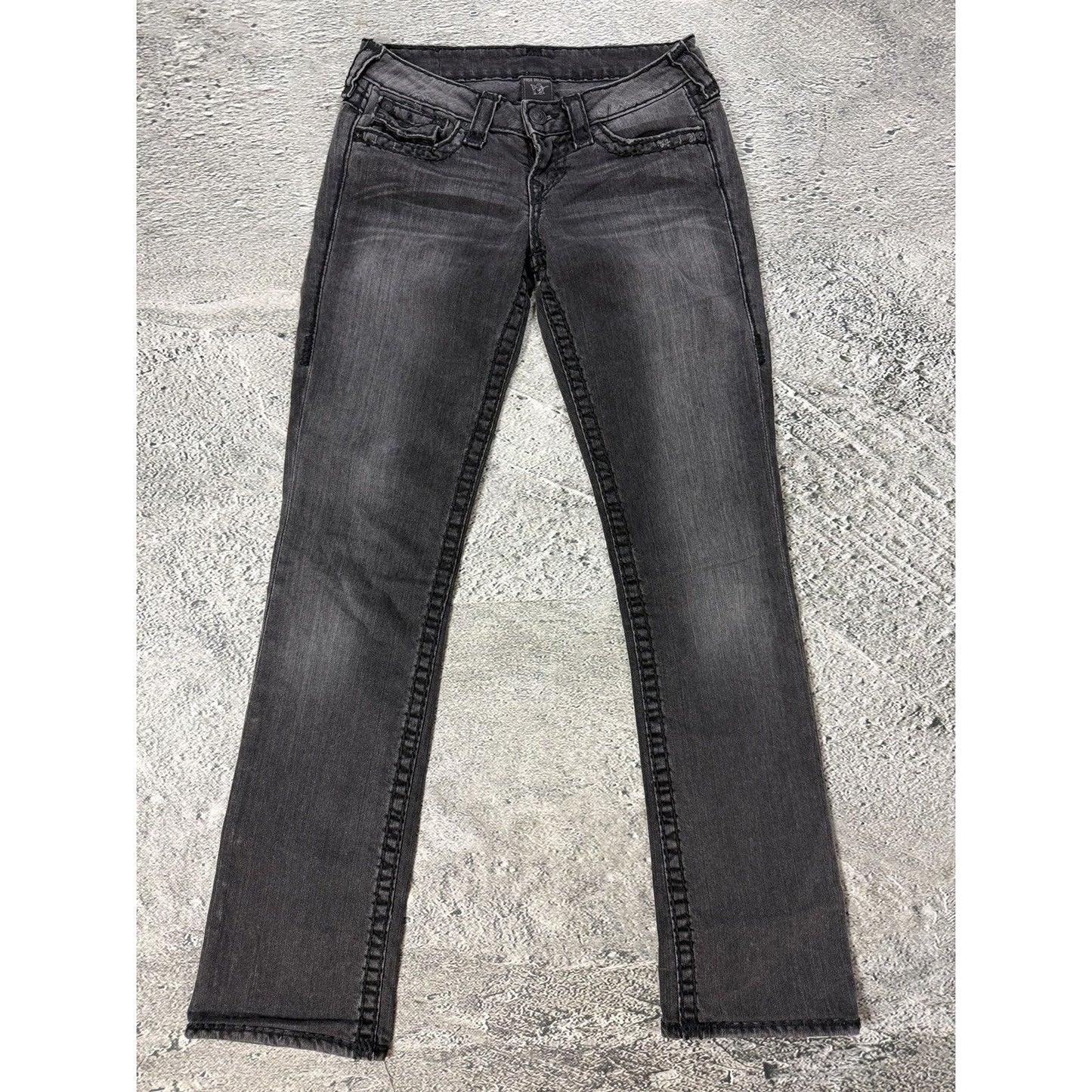 True Religion bootcut jeans black thick stitching Y2K Billy