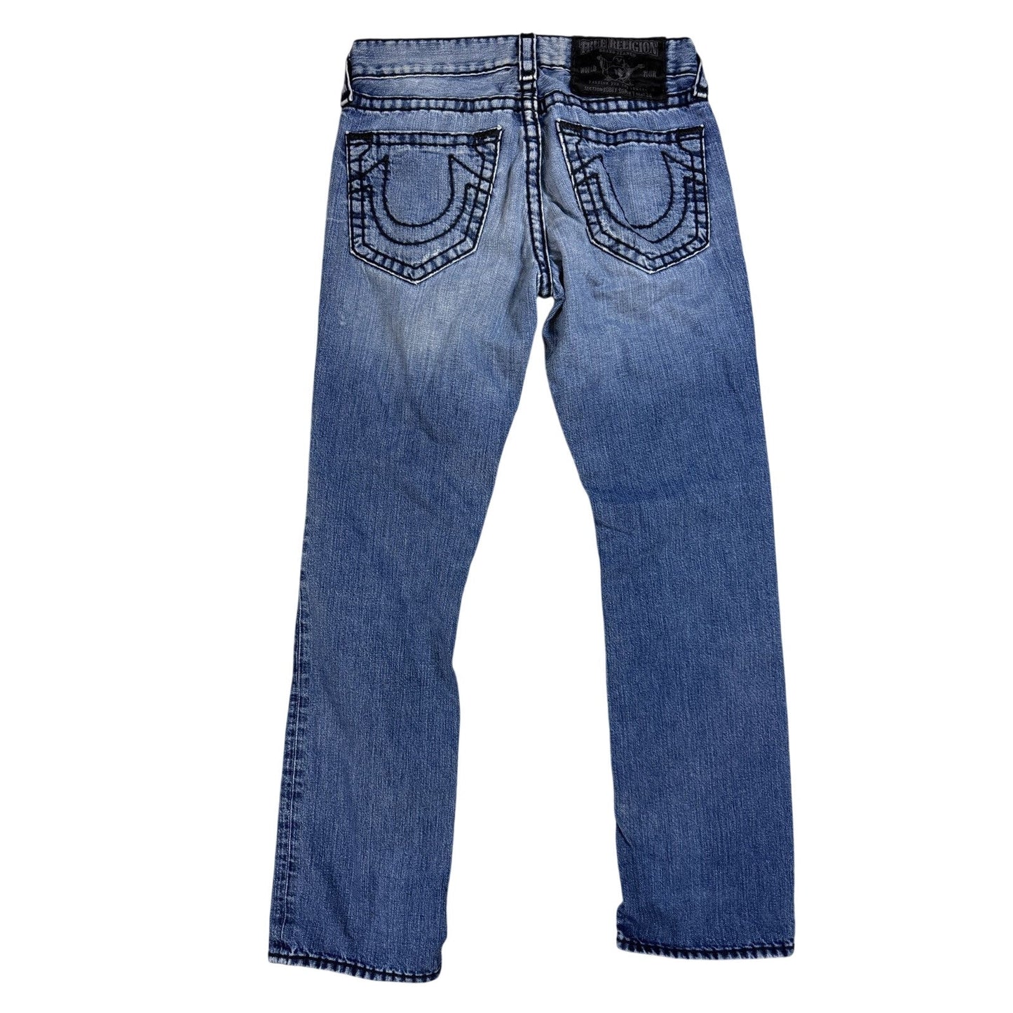 True Religion jeans blue vintage black stitch Bobby Super T