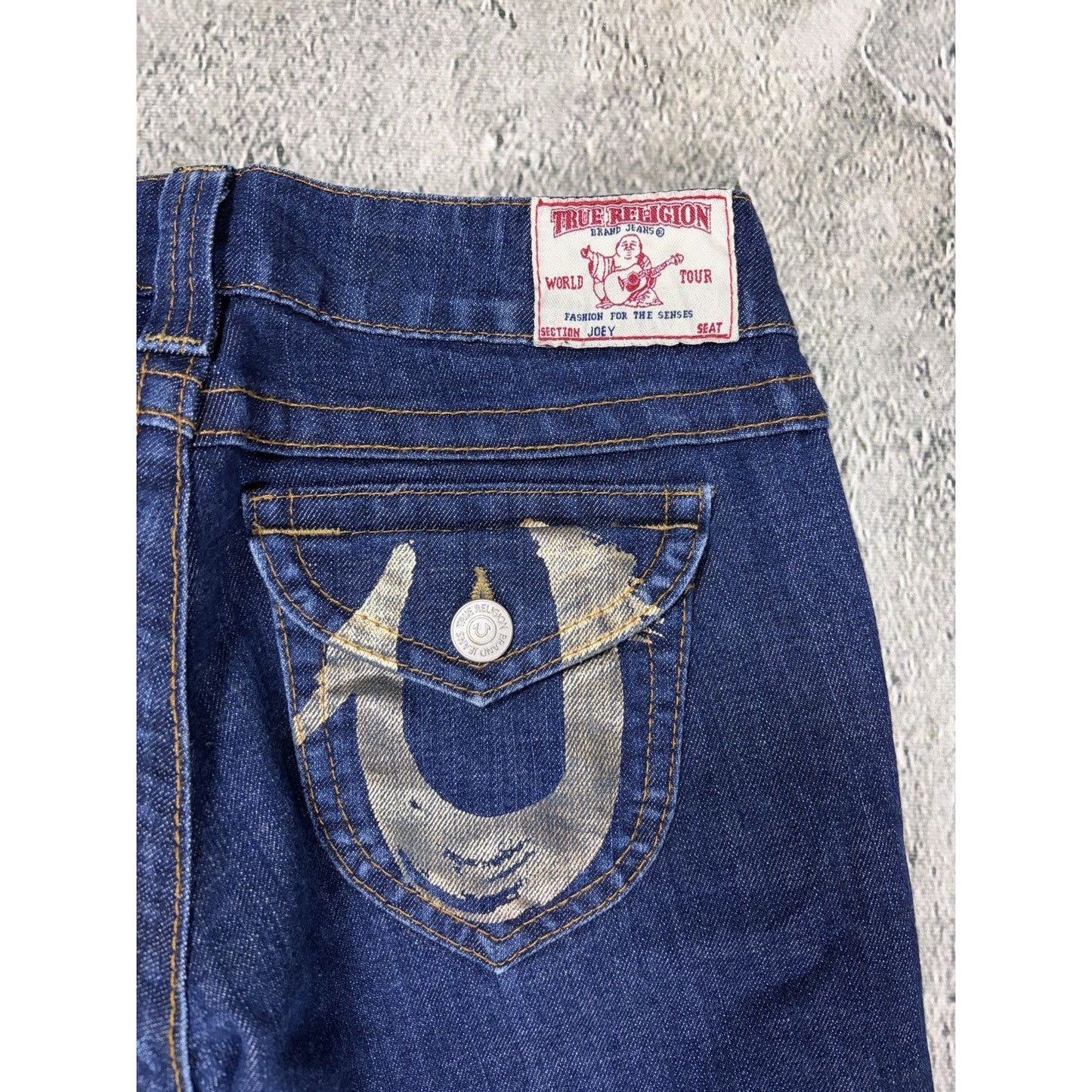True Religion jeans Flared bootcut navy silver blue painted