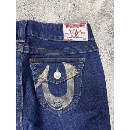 True Religion jeans Flared bootcut navy silver blue painted