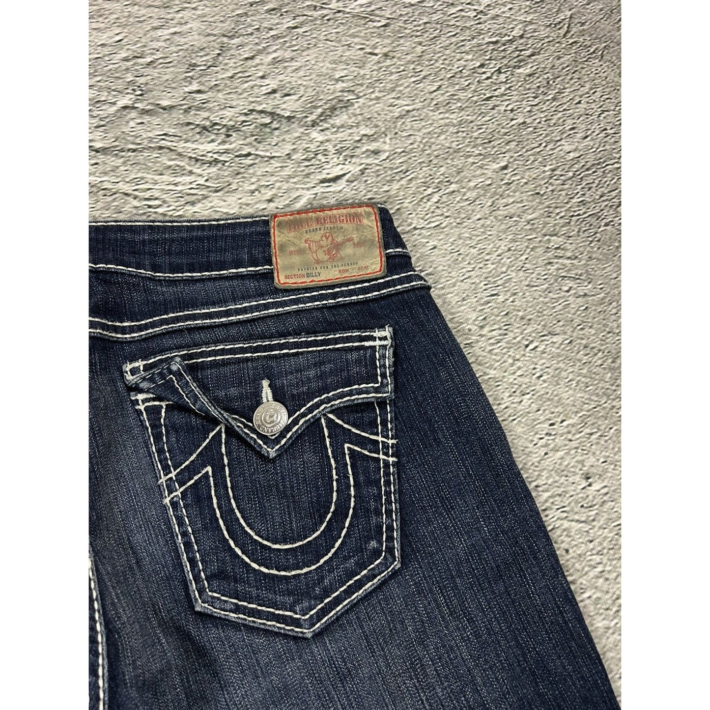 True Religion jeans flared vintage navy blue Billy white