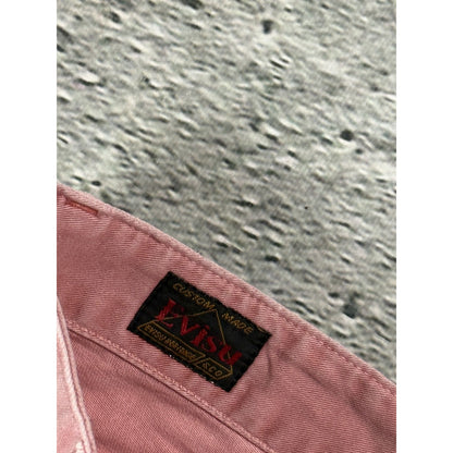 Evisu jorts pink Y2K shorts denim white seagulls cargo