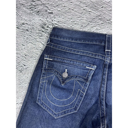 True Religion blue jeans thick stitching straight Y2K