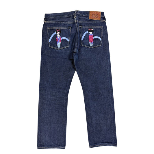 Evisu vintage navy jeans blue seagulls Geisha