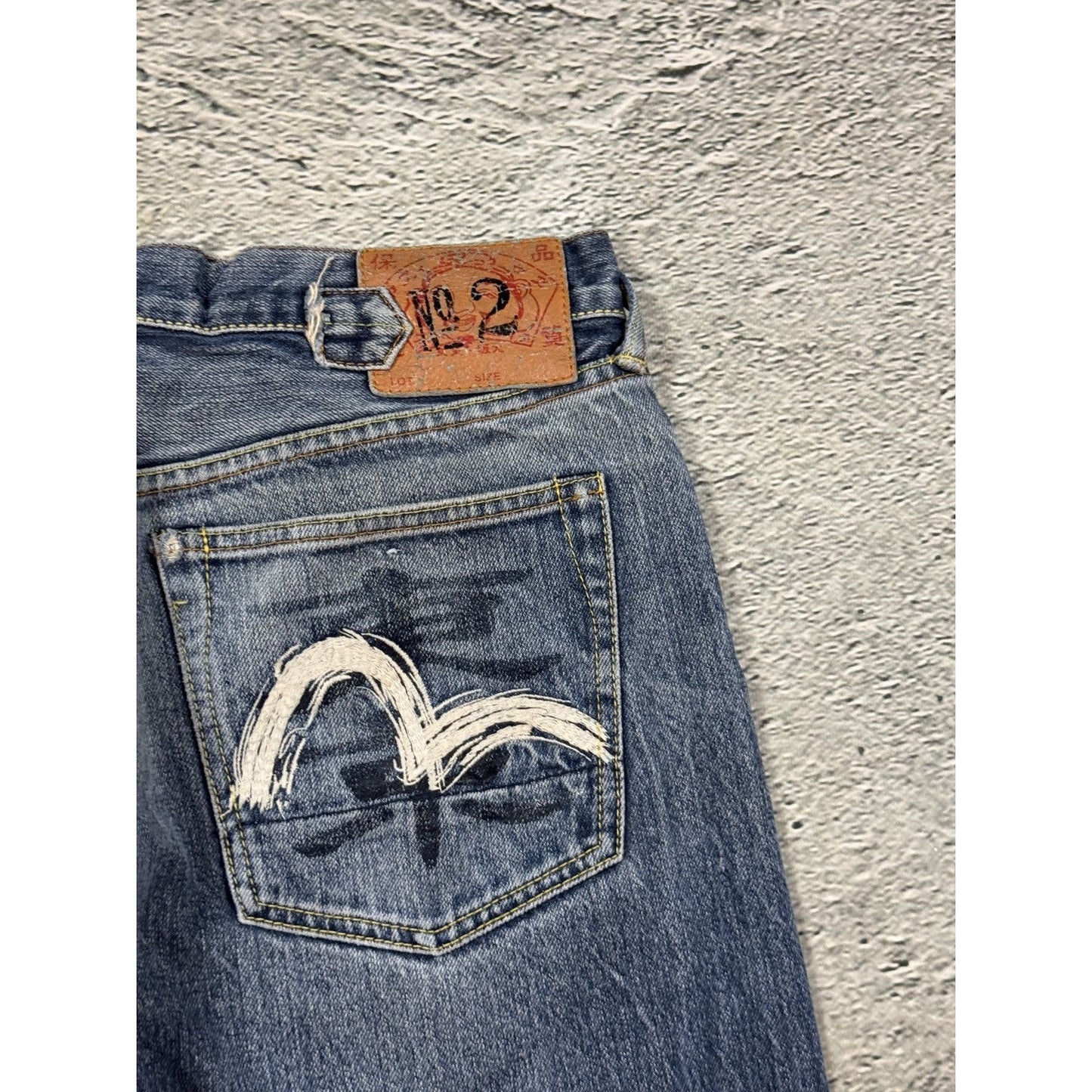 Evisu jeans vintage embroidery seagull logo selvedge denim