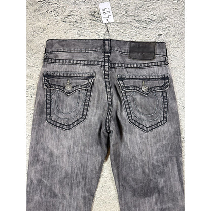 True Religion vintage grey jeans fat white stitching Ricky
