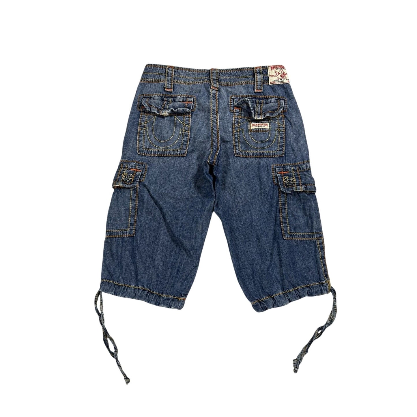 True Religion jorts vintage blue denim shorts thick stitching Y2K jeans