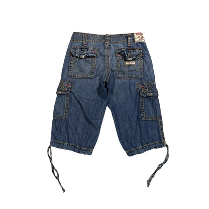 True Religion jorts vintage blue denim shorts thick stitching Y2K jeans