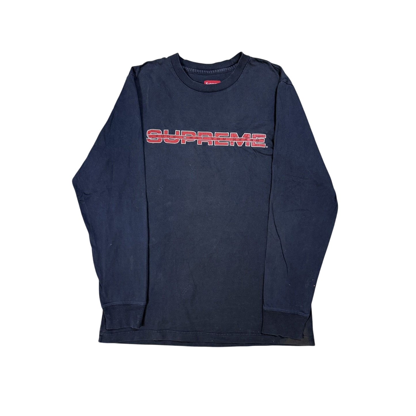 Supreme long sleeve T-shirt navy big logo 3M Reflective