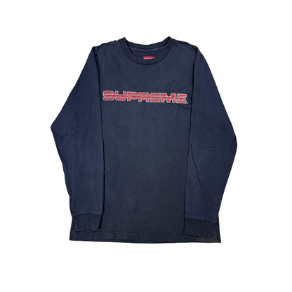 Supreme long sleeve T-shirt navy big logo 3M Reflective
