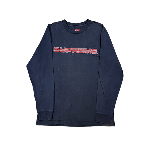 Supreme long sleeve T-shirt navy big logo 3M Reflective