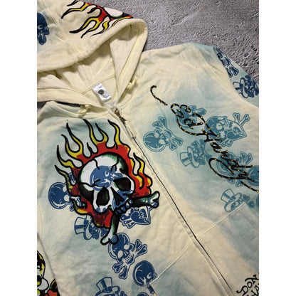 Ed Hardy zip hoodie yellow vintage Y2K Christian Audigier