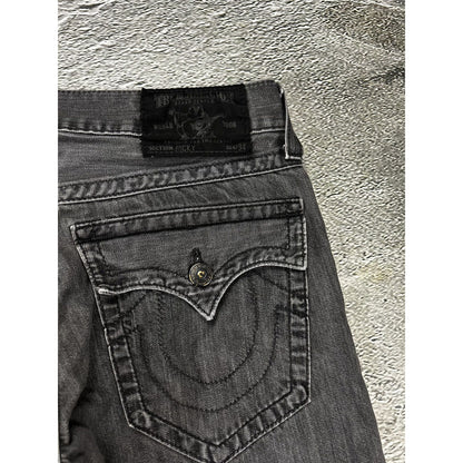 True Religion vintage grey jeans black stitching Ricky