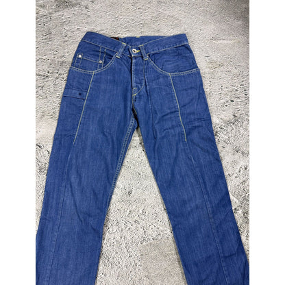 Evisu EU ED jeans vintage denim pants cargo blue yellow Y2K
