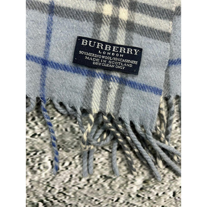 Burberry scarf wool cashmere baby blue nova check