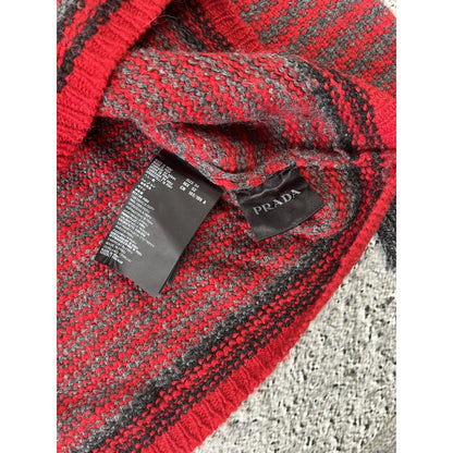 Prada sweater alpaca wool striped red grey