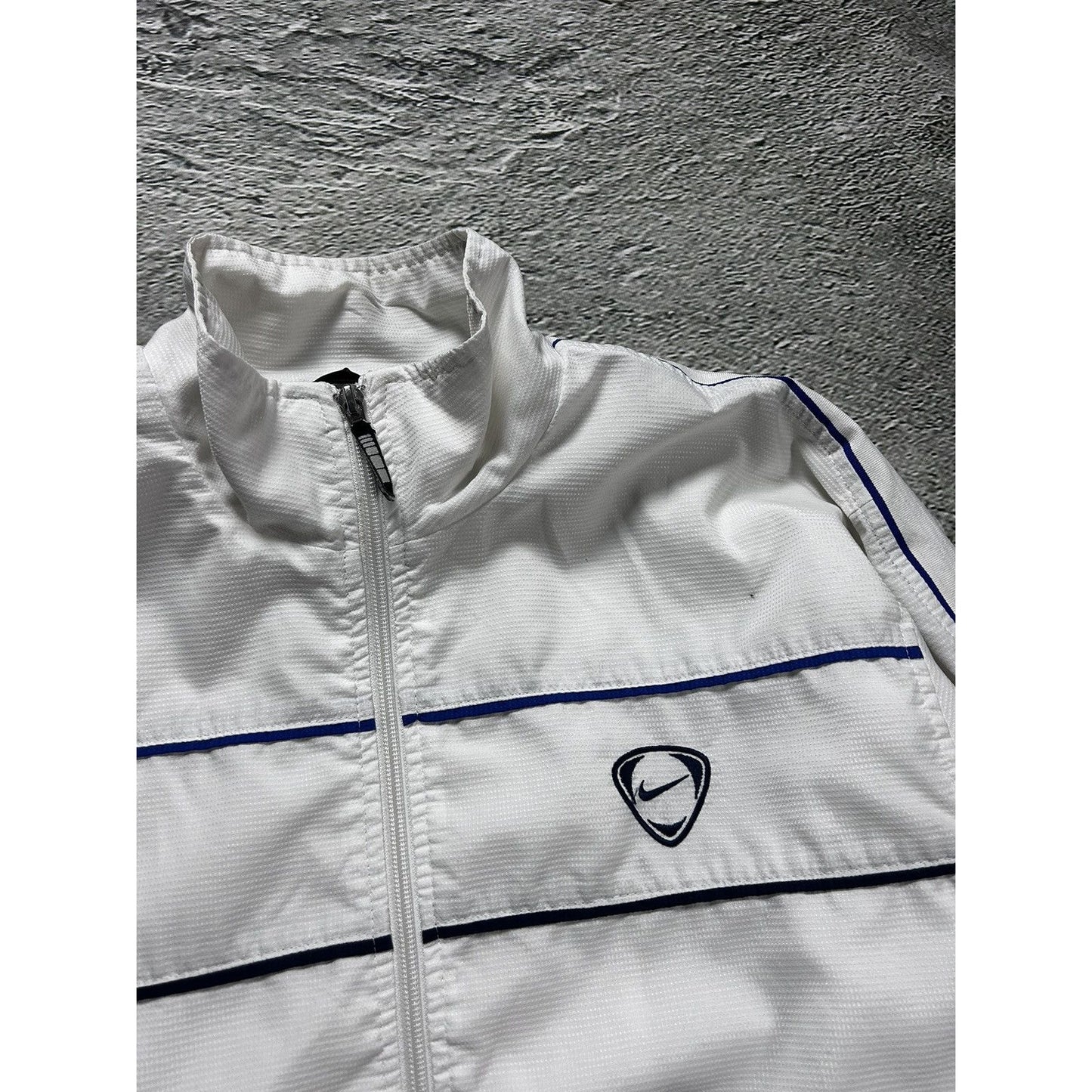 Nike track jacket nylon white vintage drill Y2K TN