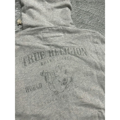 True Religion vintage grey zip hoodie big logo Y2K