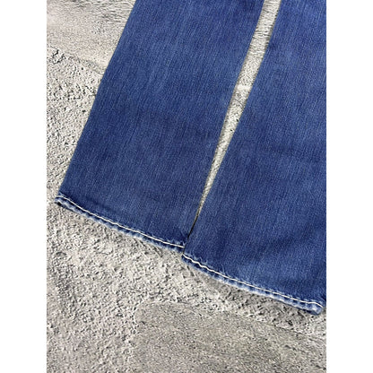 True Religion blue jeans white thick stitching Bobby