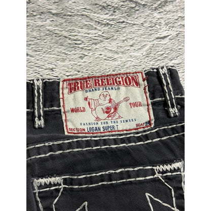 True Religion black jeans white thick stitching Y2K Straight