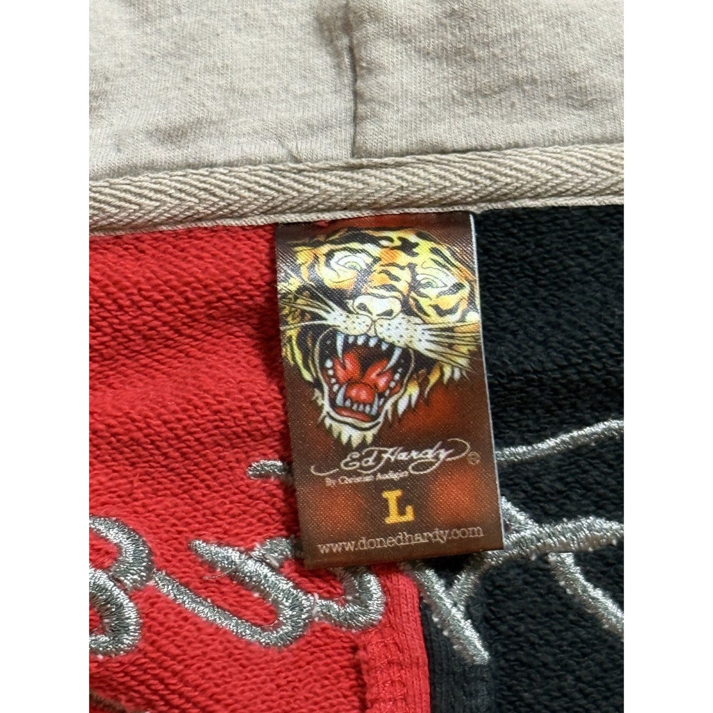 Ed Hardy zip hoodie black red vintage Y2K Christian Audigier