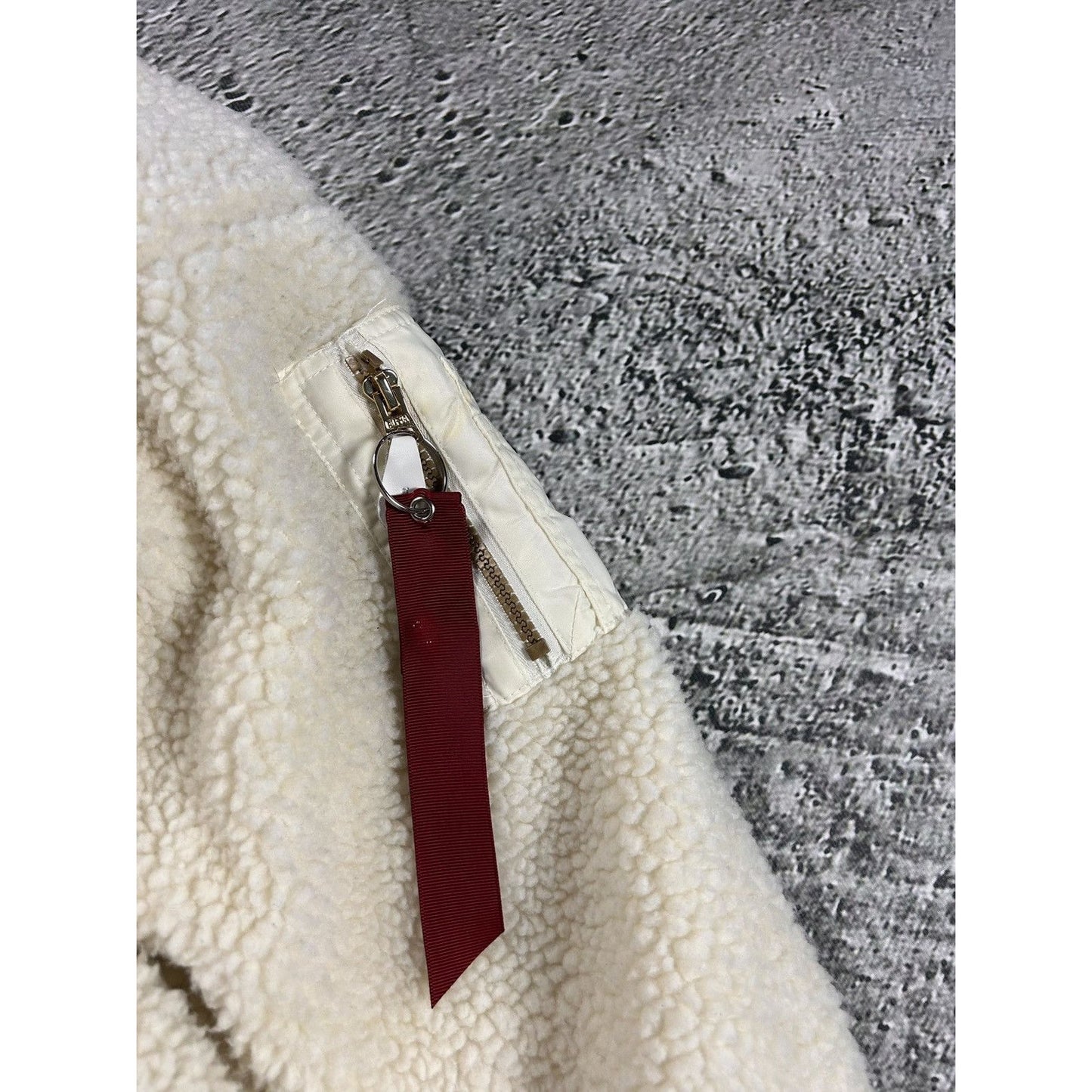 Alpha Industries sherpa zip hoodie white