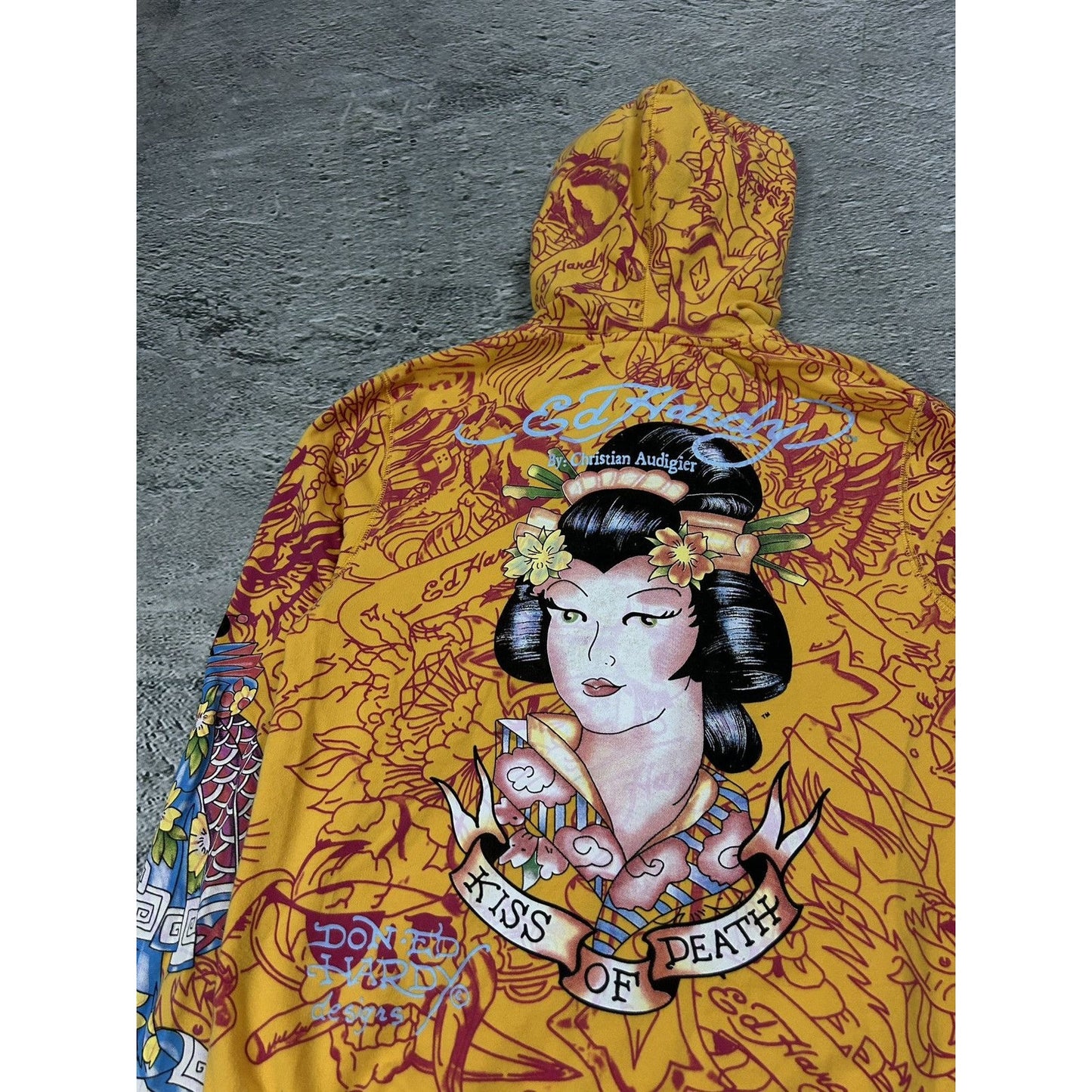 Ed Hardy zip hoodie yellow vintage Y2K Christian Audigier