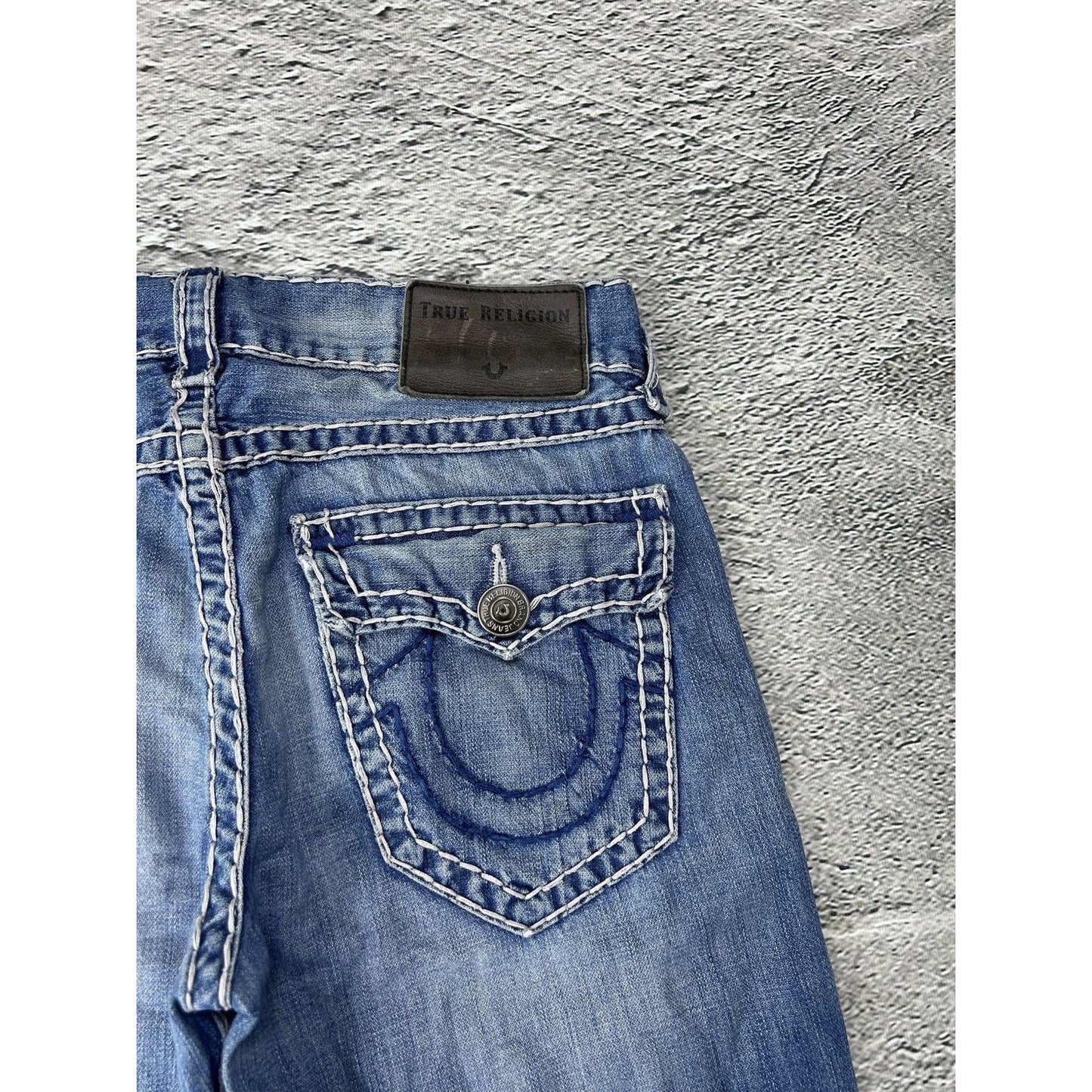 True Religion vintage jeans blue thick stitching Geno Y2K