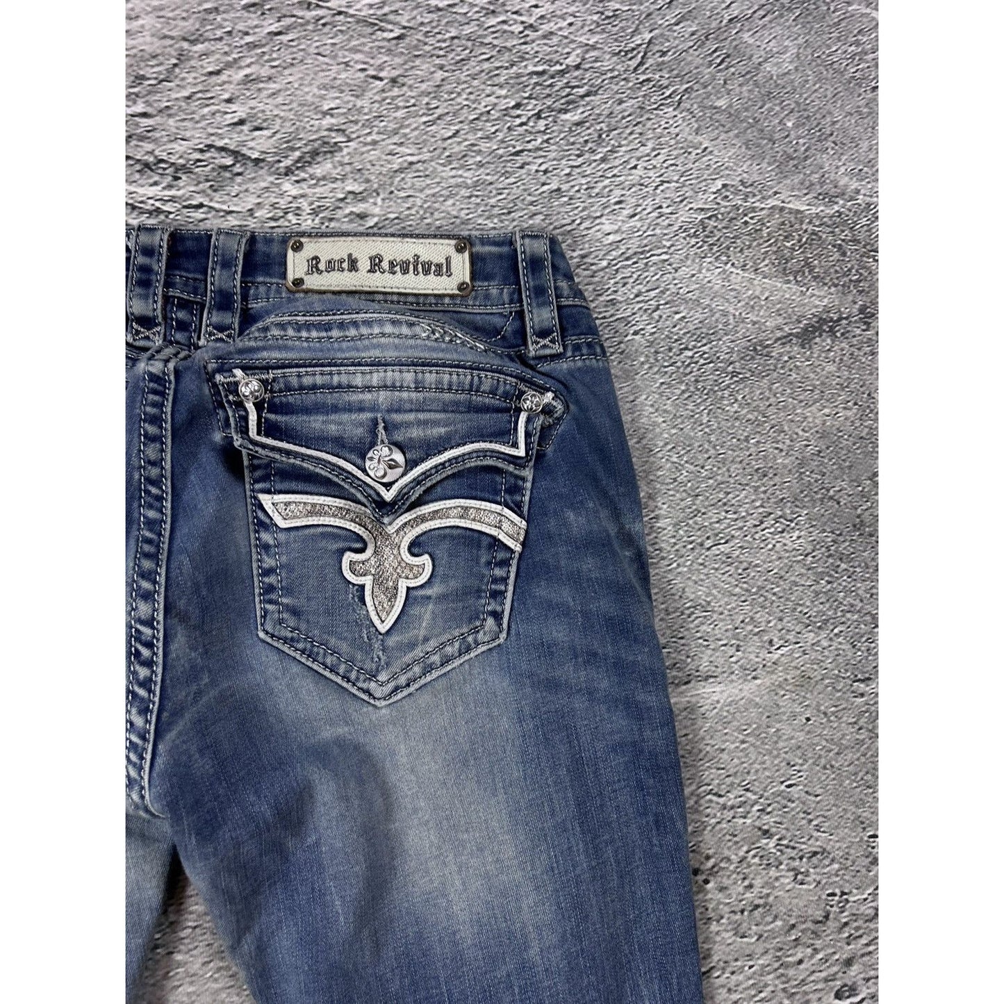 Rock Revival rhinestone glitter jeans Y2K flared Etty