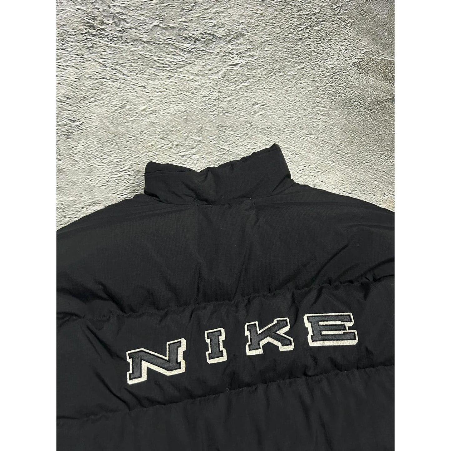 Nike black puffer jacket big logo reversible vintage 90s