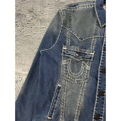True Religion denim jacket trucker washed White stitching