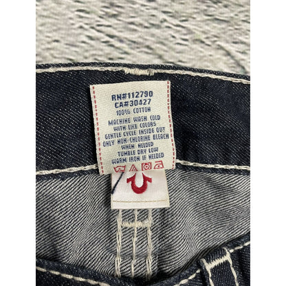 True Religion jeans navy blue white stitching straight Y2K