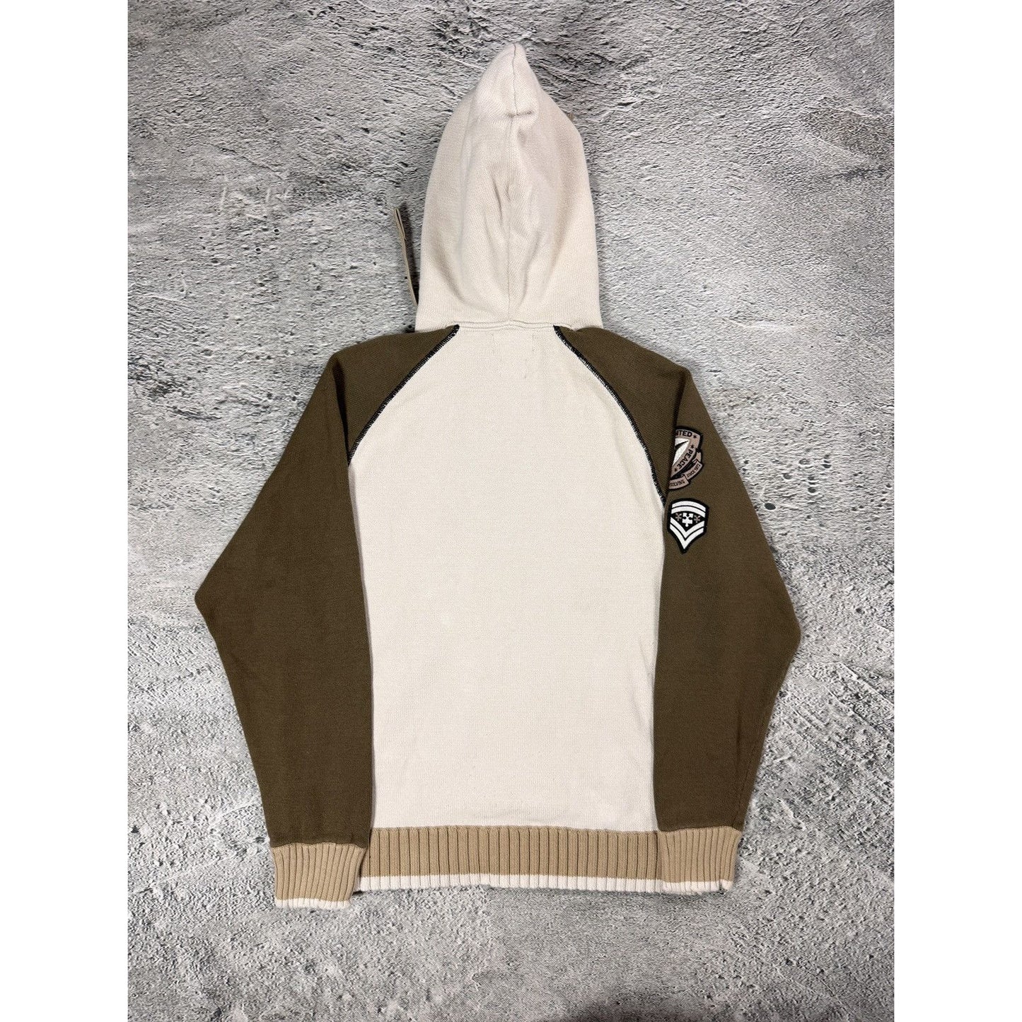 Ecko Unltd vintage zip hooded sweater beige brown big logo