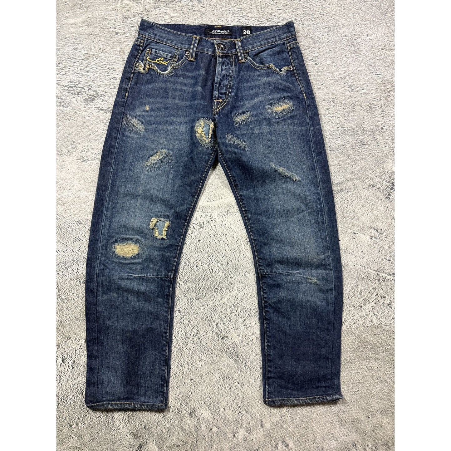 Ed Hardy vintage jeans tigers embroidered big logo pants