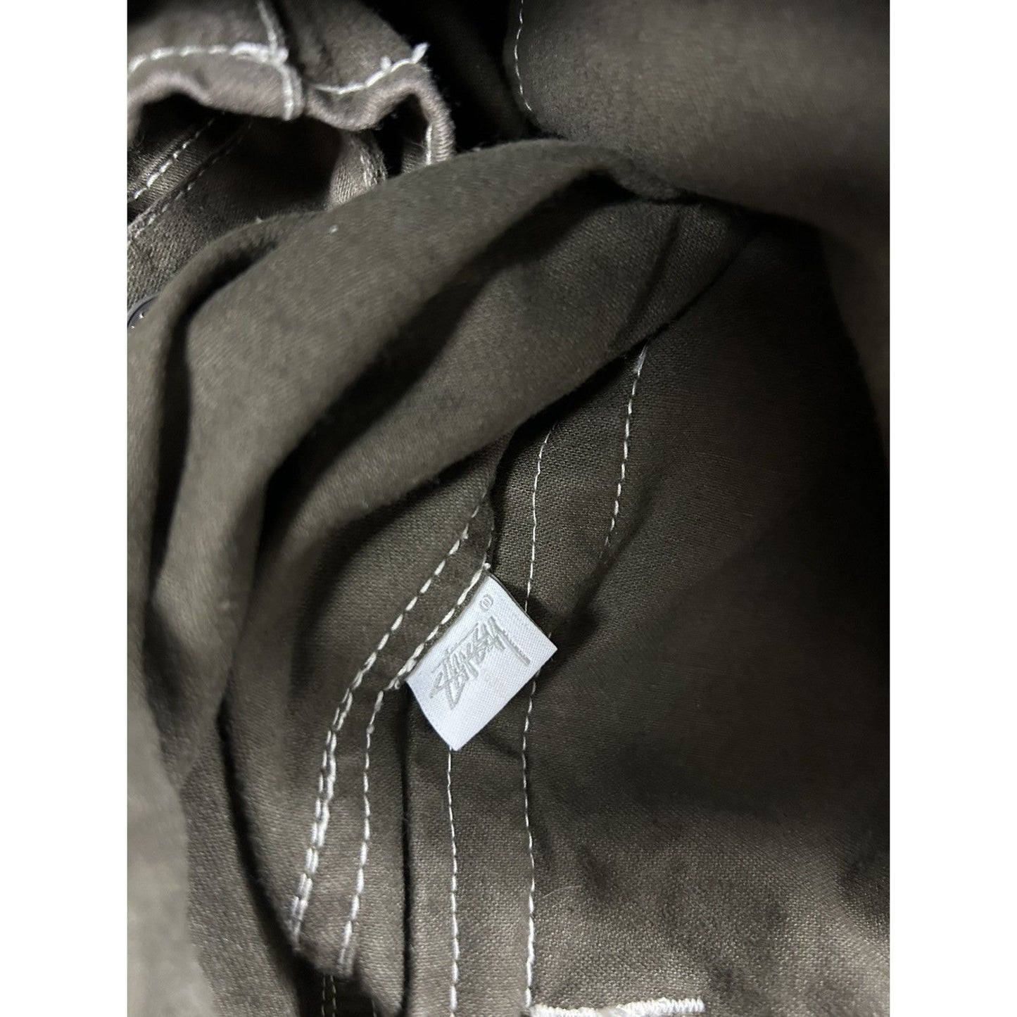 Stussy garage jacket contrast stitch workwear brown