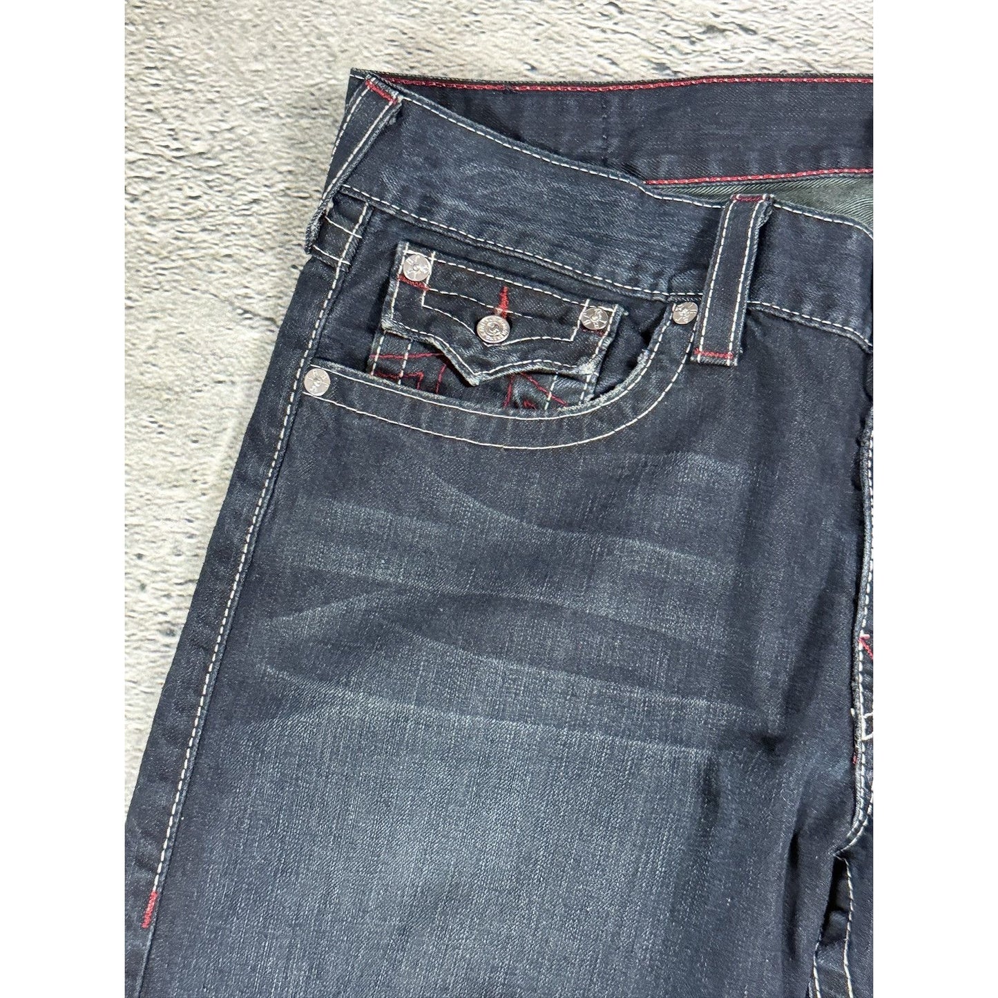True Religion jeans straight denim red rope stitching