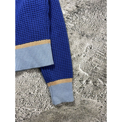 Marni Uniqlo Popcorn Knit V-neck Sweater blue