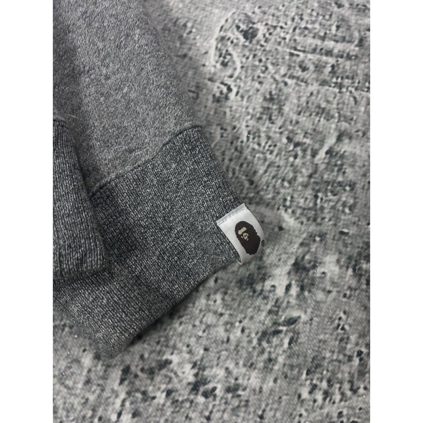 Bape sweatshirt grey big logo spell out black