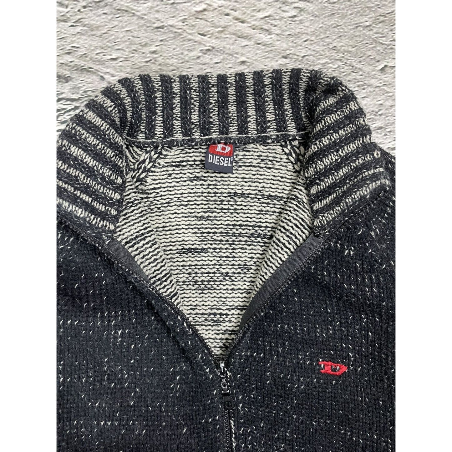 Diesel zip sweater black vintage black white grey