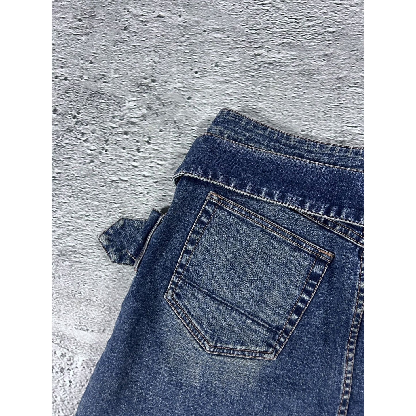 Evisu Donna vintage navy blue skirt seagulls Y2K