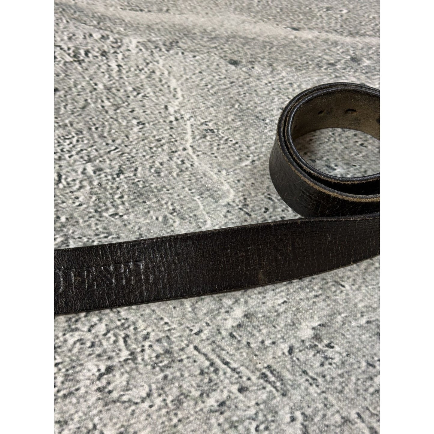 Diesel leather belt big buckle Y2K brown truck 80s vintage