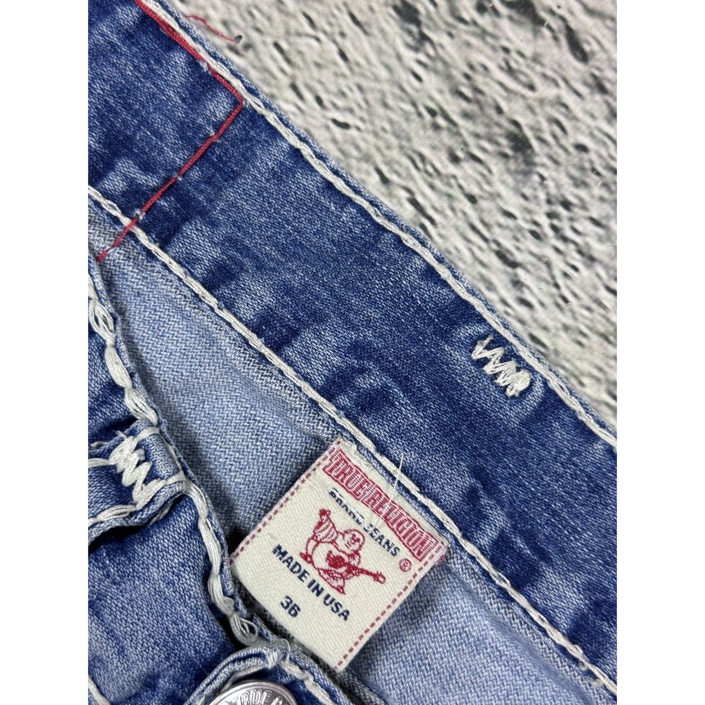 True Religion blue jeans white stitching Y2K Ricky