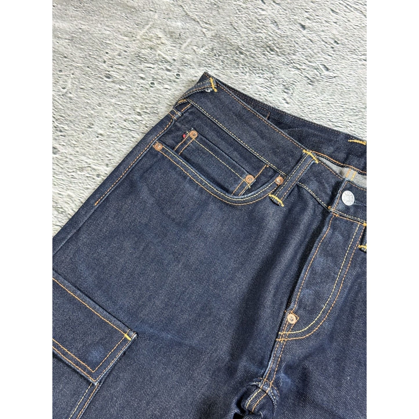 Evisu jeans daicock cargo big logo red selvedge denim