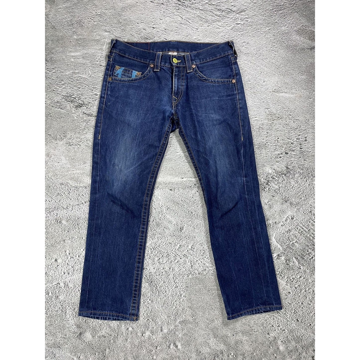 True Religion jeans vintage blue jeans big logo painted