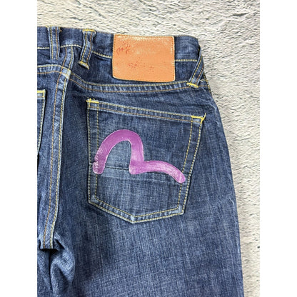 Evisu jeans vintage purple handpainted seagull logo denim