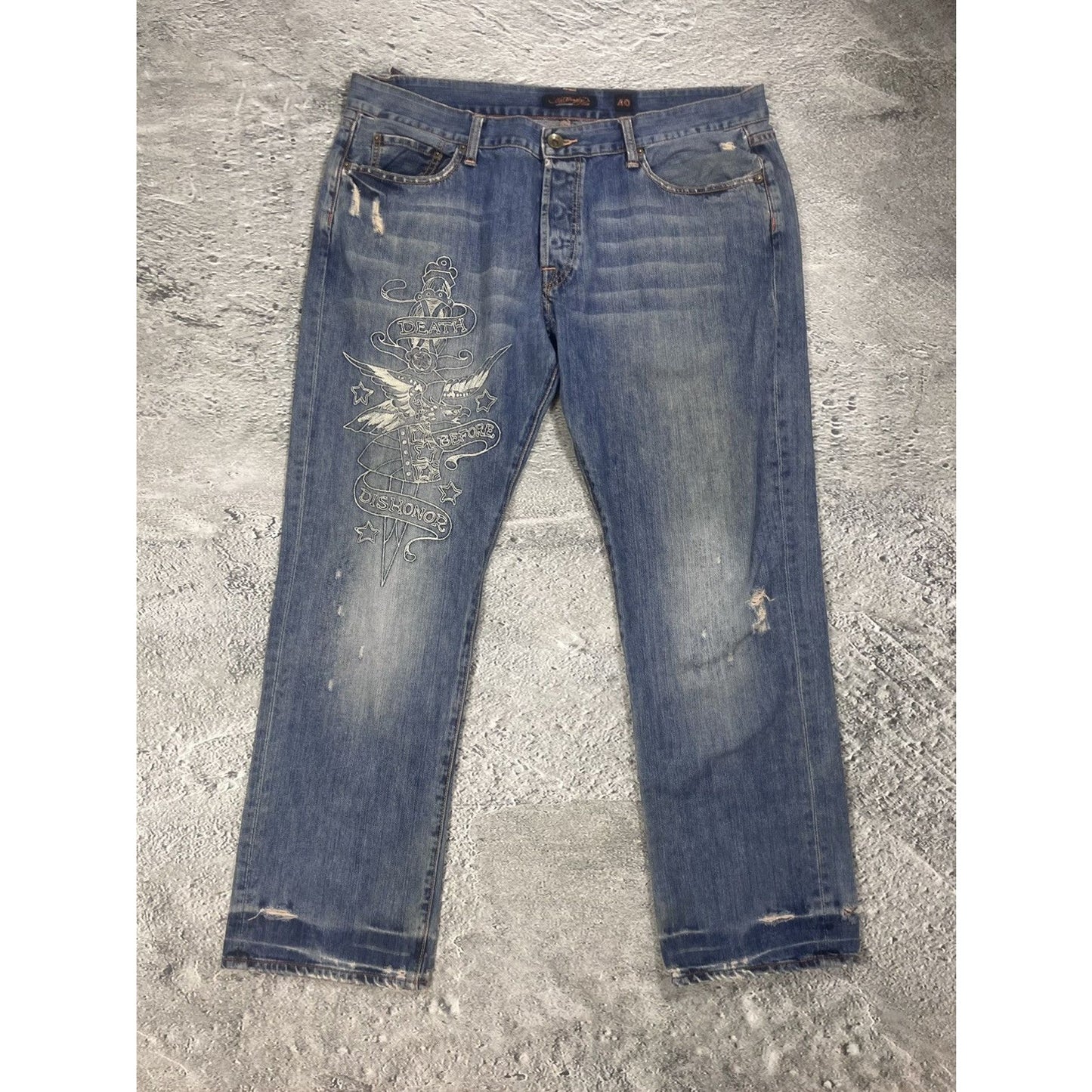 Ed Hardy Christian Audigier vintage jeans big logo pants